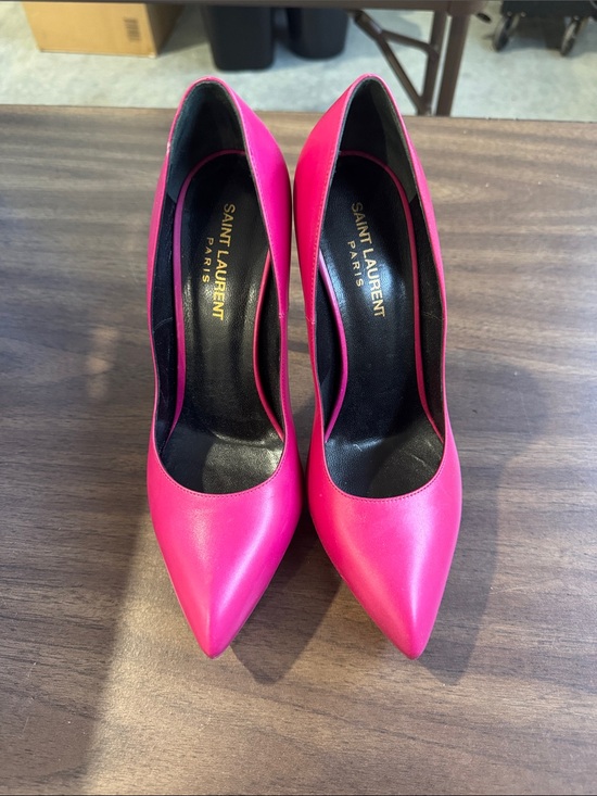 Saint Laurent Shoes - Saint Laurent Hot Pink Pointed-Toe Leather Pumps